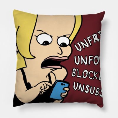 Unfriend Unfollow Blocked Unsubscribe Throw Pillow Official Big Mouth Merch