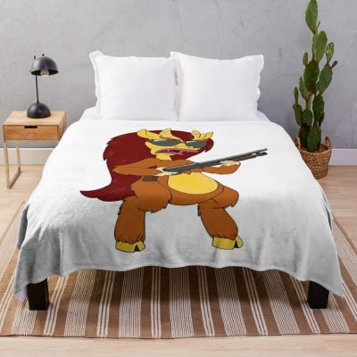 Big Mouth Connie The Hormon Monster With Sunglasses And Gun Throw Blanket Official Big Mouth Merch