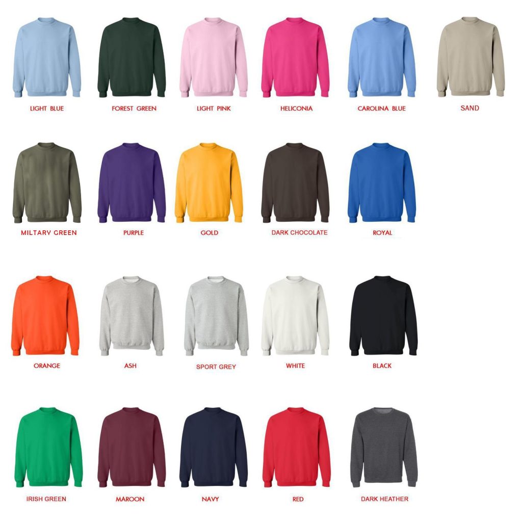 sweatshirt color chart - Big Mouth Merch