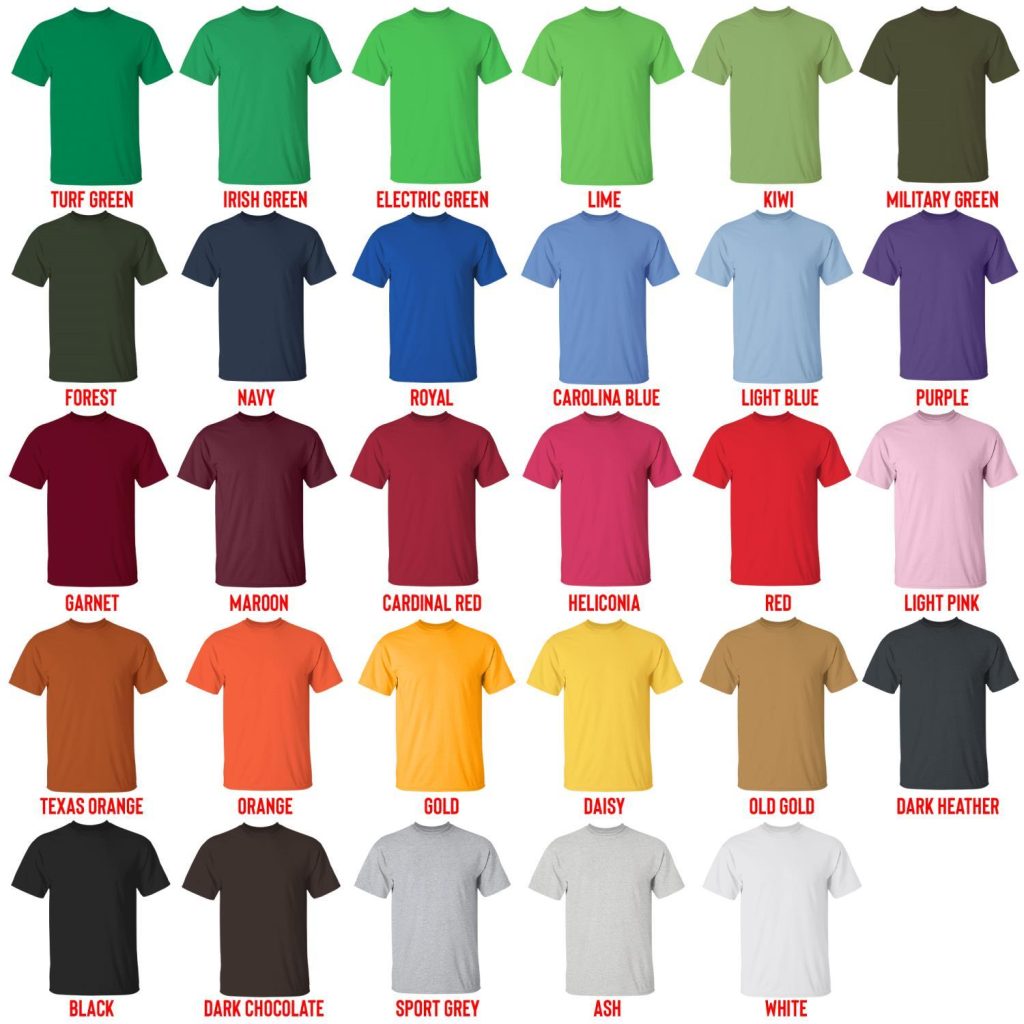 t shirt color chart - Big Mouth Merch