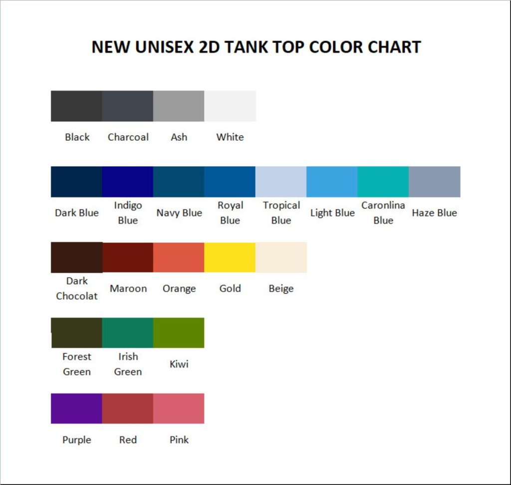 tank top color chart - Big Mouth Merch